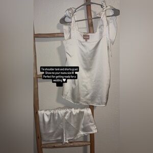 Show Me Your MuMu White Tie Shoulder Pajama Set